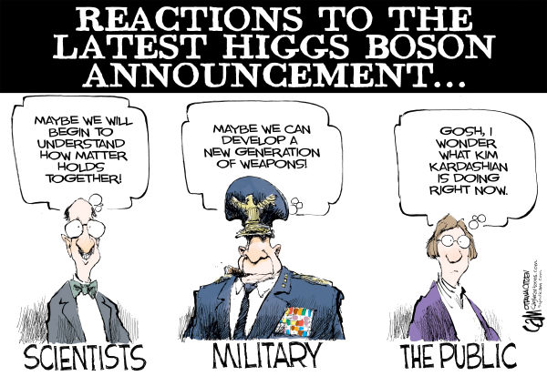 Cartoon on reactions to God particle announcement